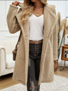 Devine Pocketed Long Sleeve Hooded Teddy Coat - Camel / S