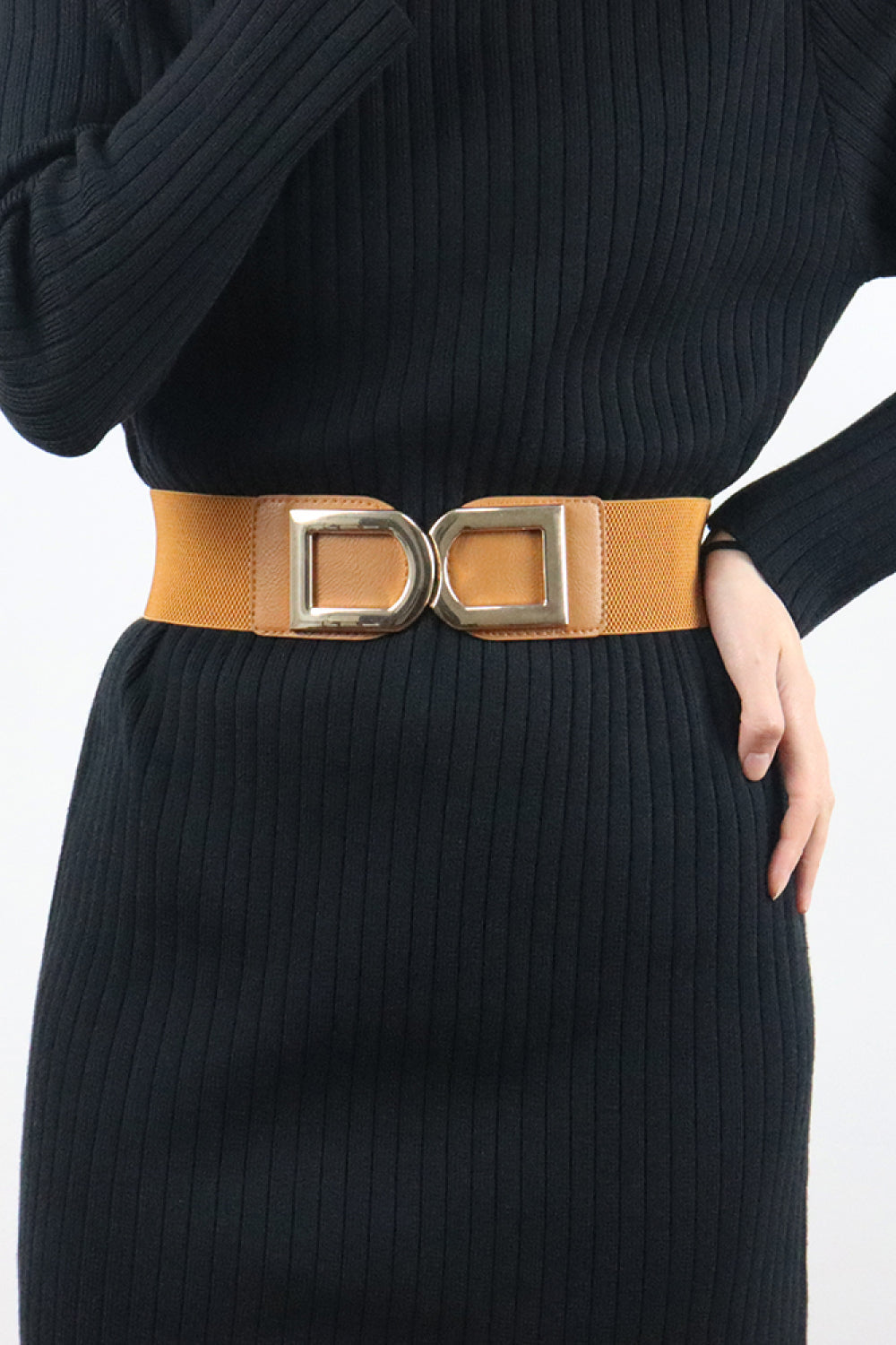 Double D Buckle PU Belt - Caramel / One Size