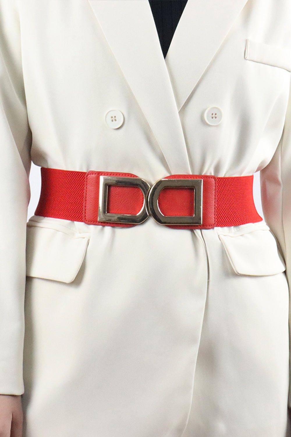 Double D Buckle PU Belt - Red / One Size