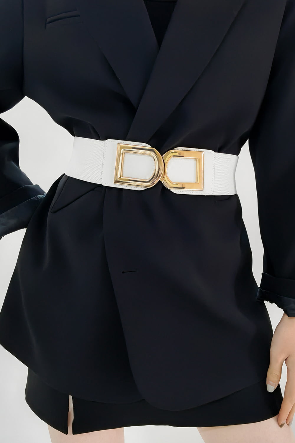 Double D Buckle PU Belt - White / One Size