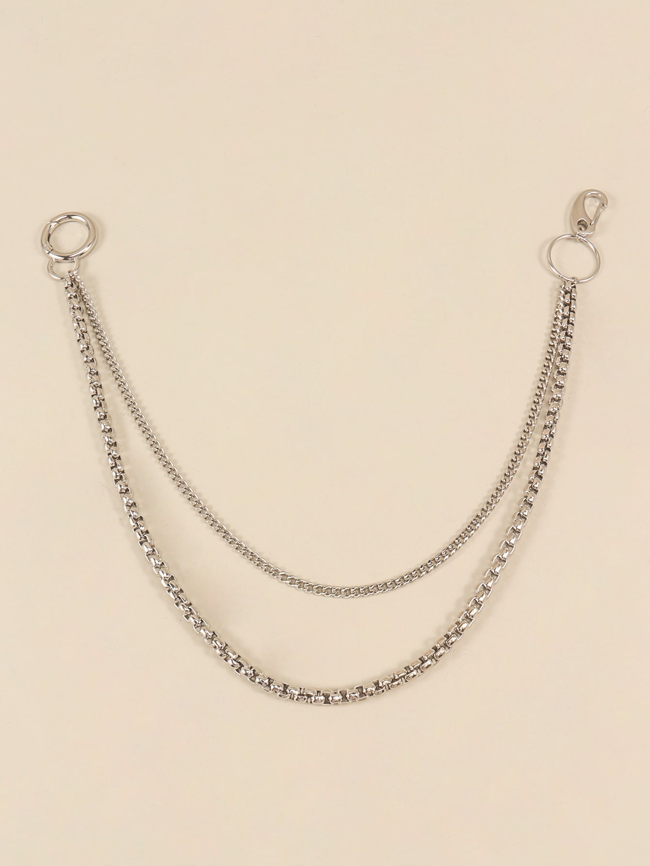 Double-Layered Metal Chain Belt - Silver / One Size