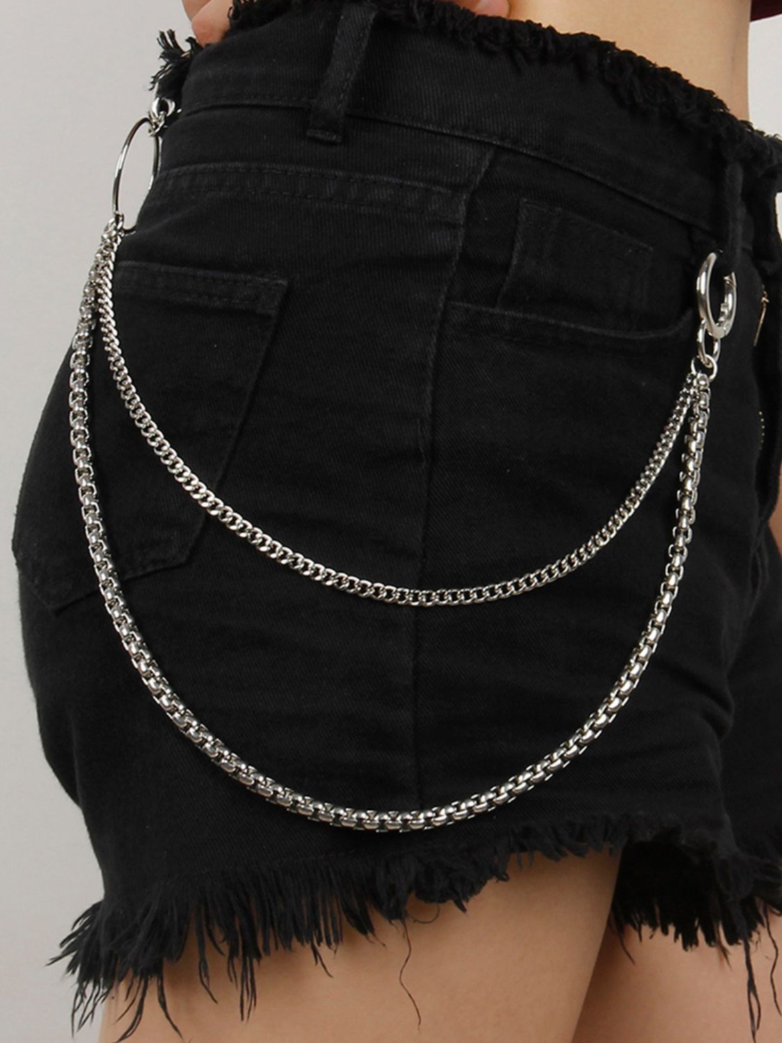 Double-Layered Metal Chain Belt - Silver / One Size