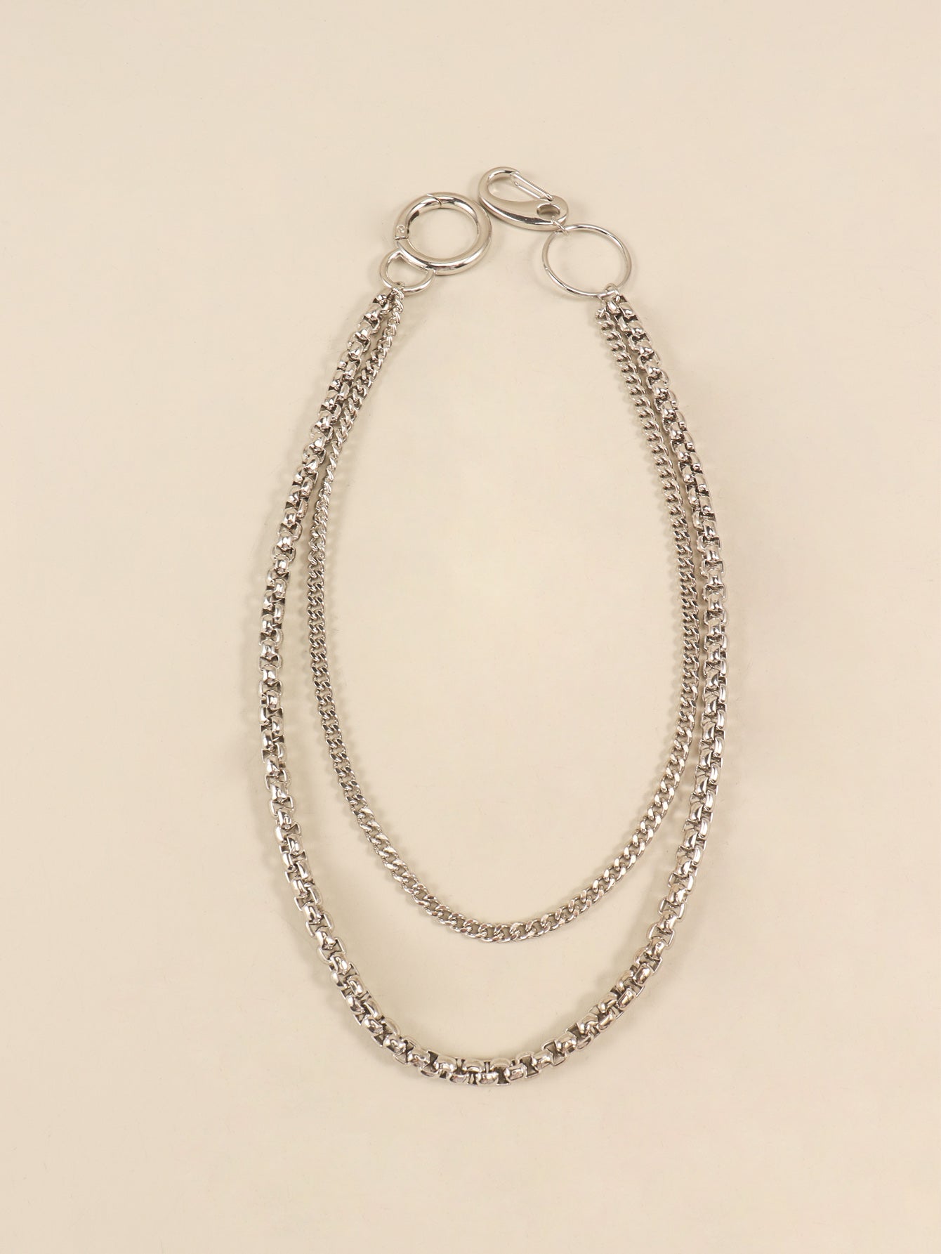 Double-Layered Metal Chain Belt - Silver / One Size