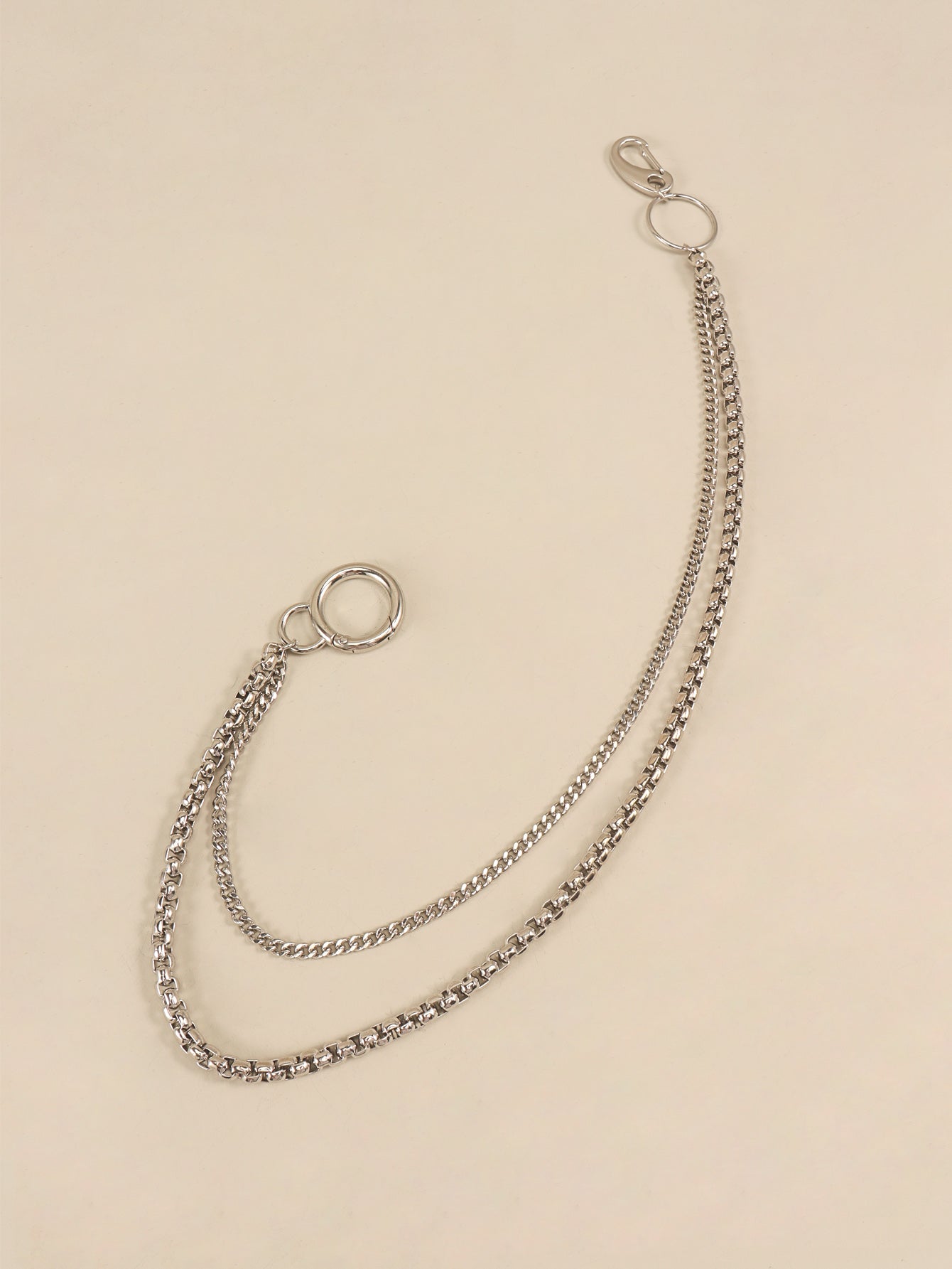 Double-Layered Metal Chain Belt - Silver / One Size