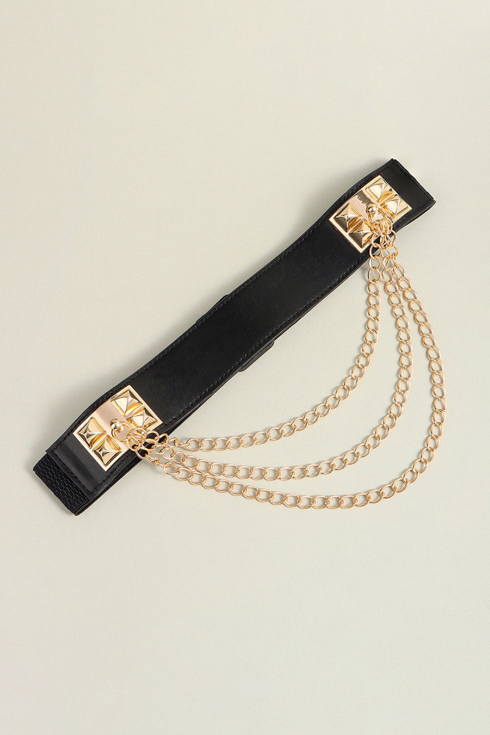 Elastic Belt with Chain - Black / One Size