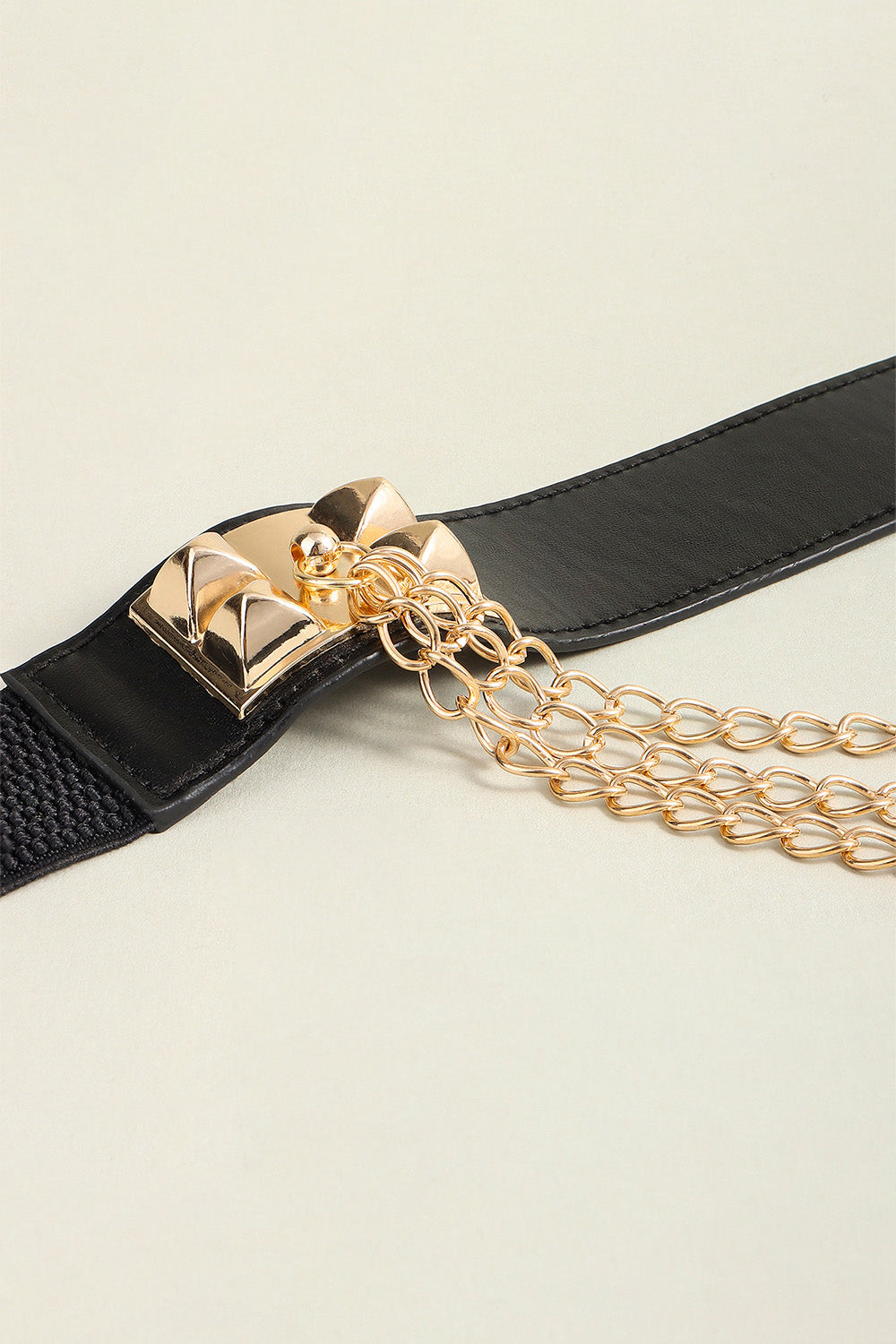 Elastic Belt with Chain - Black / One Size