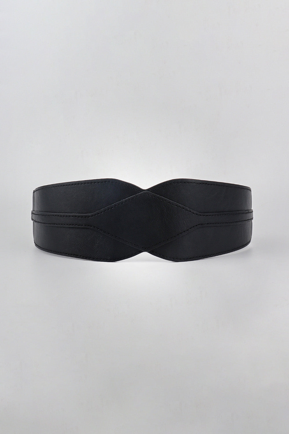 Elastic Wide PU Belt - Black / One Size