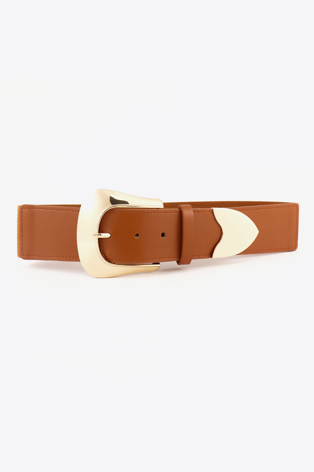 Elastic Wide PU Belt - Caramel / One Size