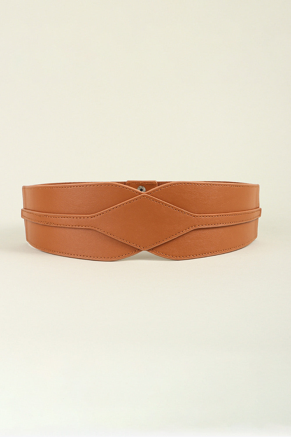 Elastic Wide PU Belt - Caramel / One Size