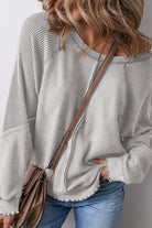 Exposed Seam Long Sleeve Sweatshirt - Gray / S