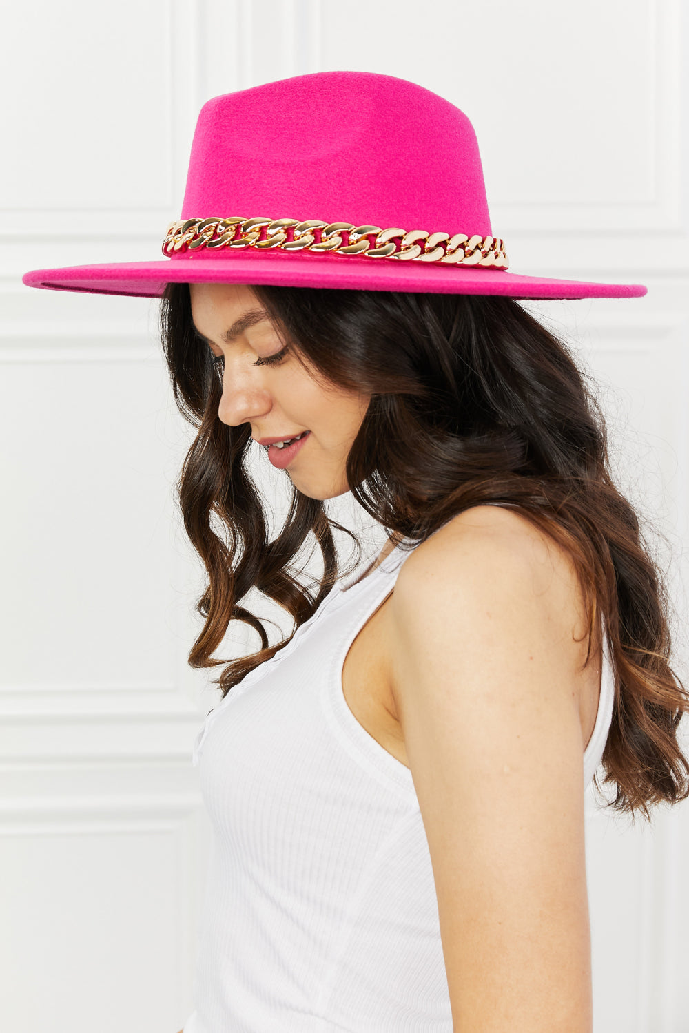 Fame Keep Your Promise Fedora Hat in Pink - Hot Pink / One Size