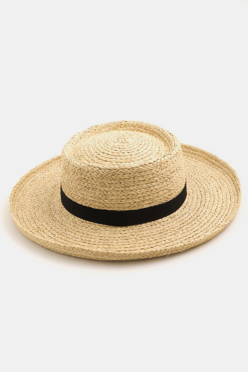 Fame Wide Brim Straw Weave Hat - IV / One Size