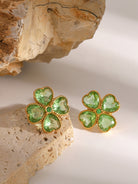 Four Leaf Clover Earrings - Green / One Size