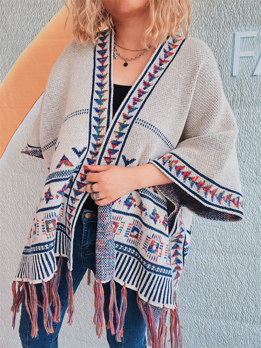 Fringe Open Front Cardigan - Apricot / One Size