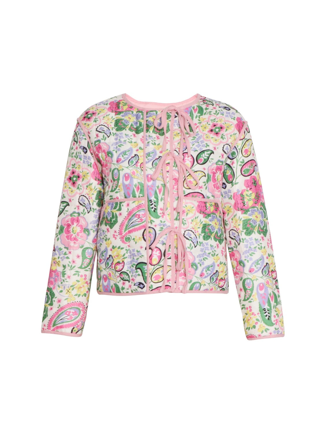 Front Tie Printed Lightweight Jacket