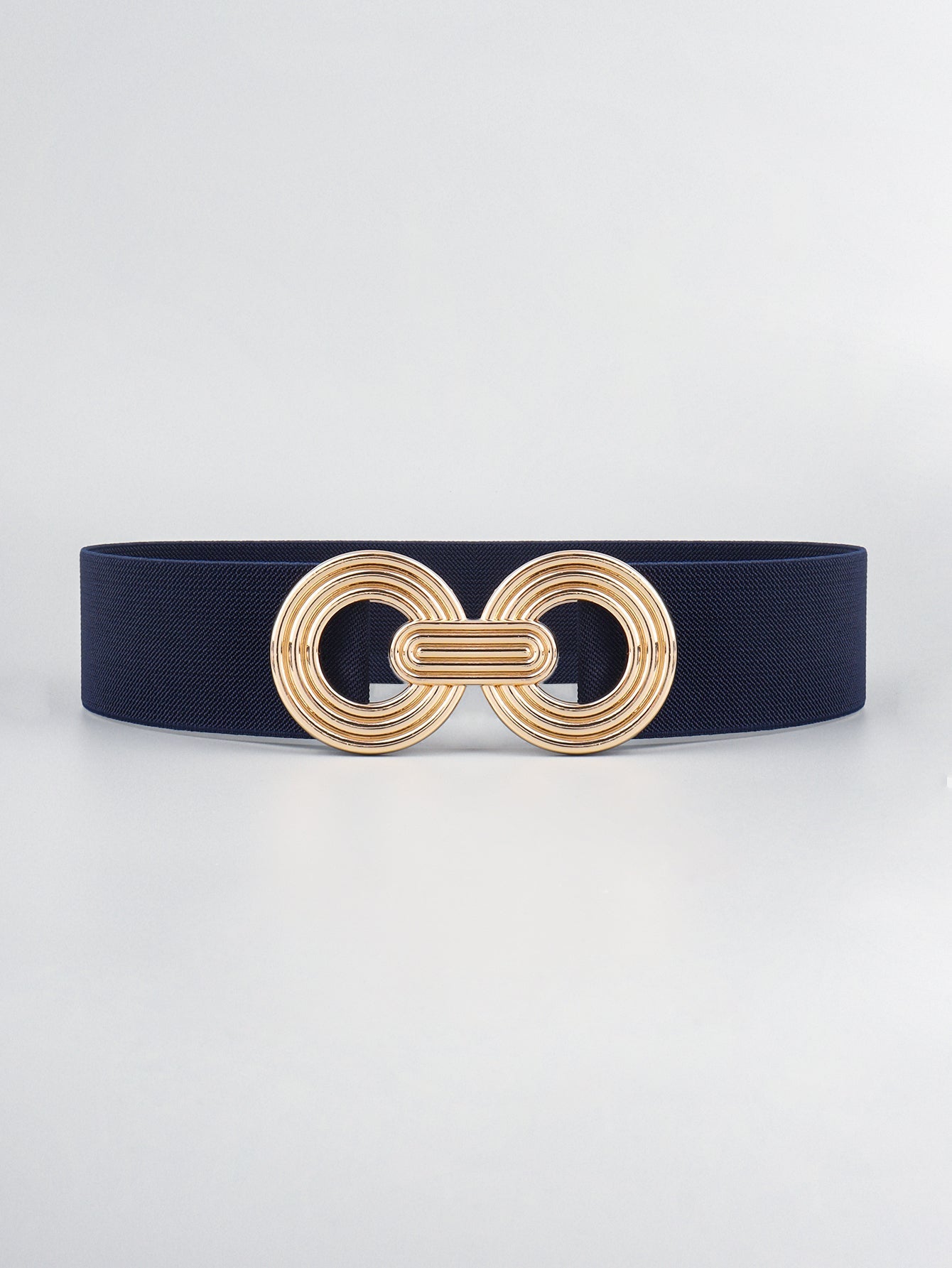 Geometric Buckle Elastic Wide Belt - Dark Blue / One Size