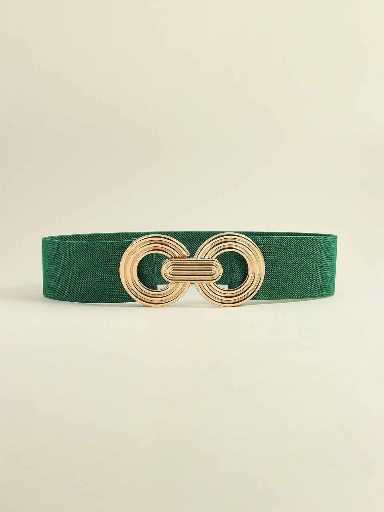 Geometric Buckle Elastic Wide Belt - Green / One Size