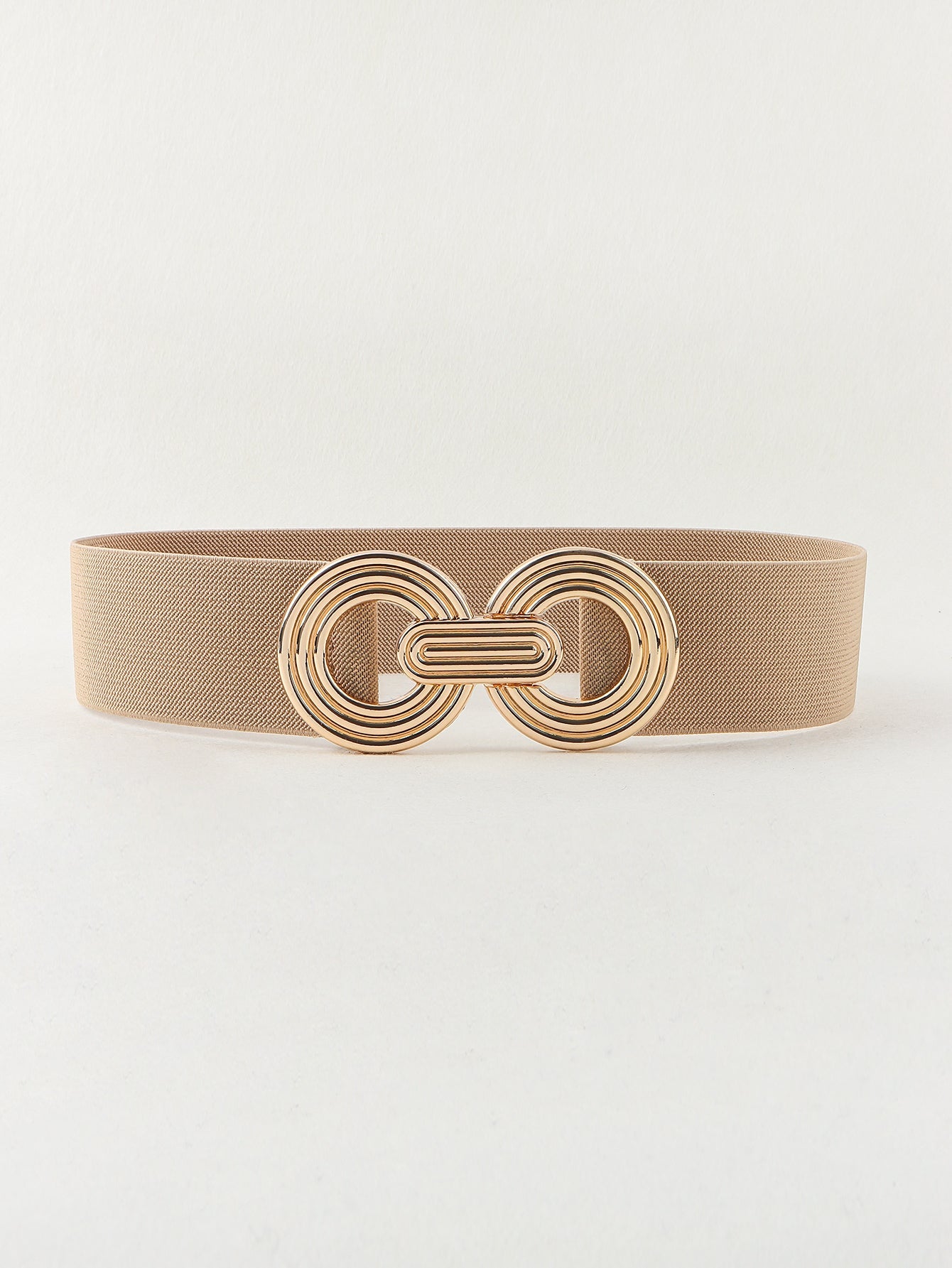 Geometric Buckle Elastic Wide Belt - Khaki / One Size