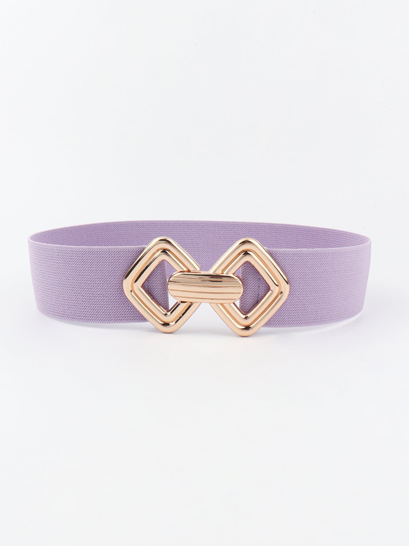 Geometric Buckle Elastic Wide Belt - Lavender / One Size