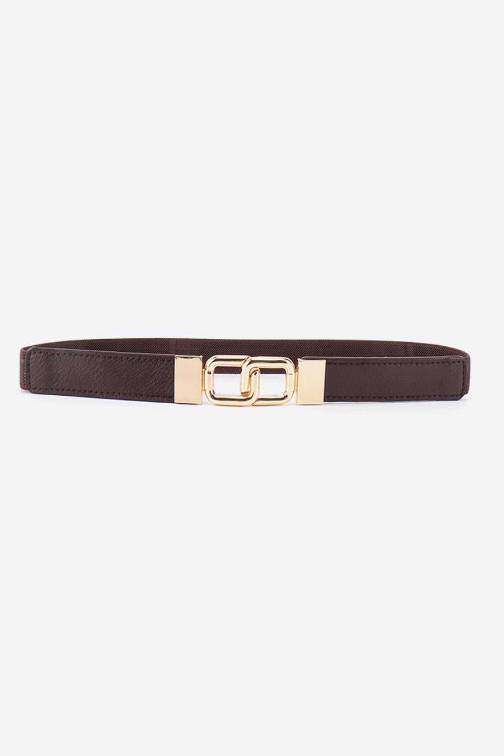 Geometric Double Buckle Elastic Belt - Chocolate / One Size
