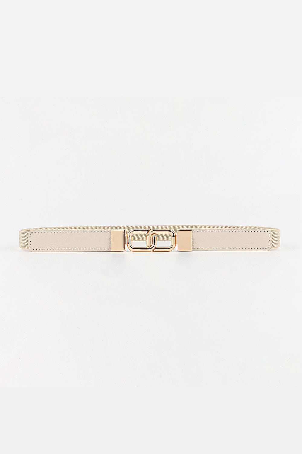 Geometric Double Buckle Elastic Belt - Cream / One Size