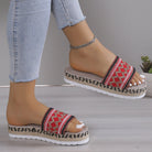 Geometric Weave Platform Sandals - Deep Red / 36(US5)