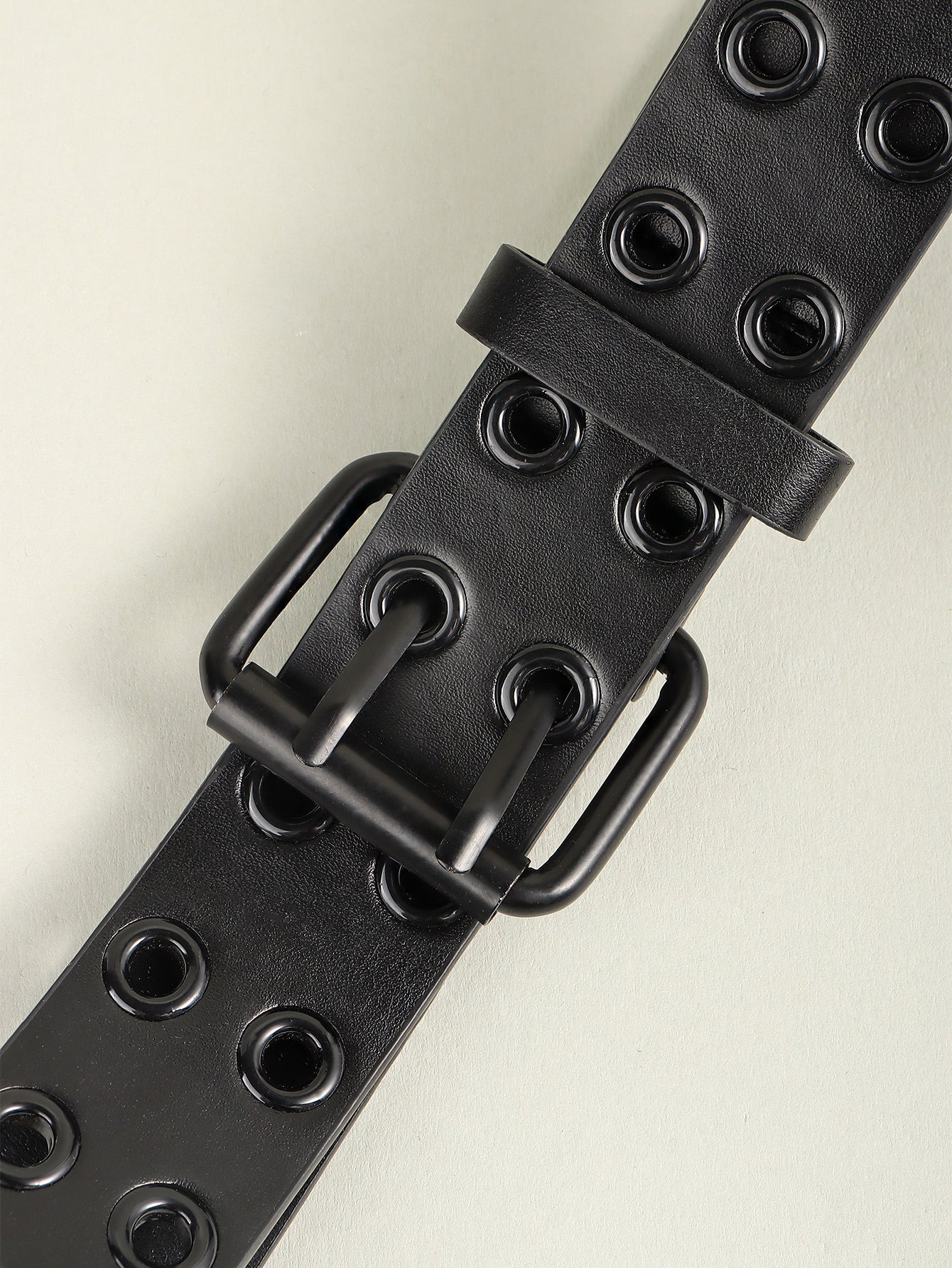 Grommet PU Leather Belt - Black / One Size