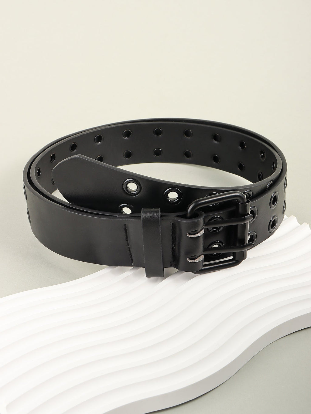 Grommet PU Leather Belt - Black / One Size