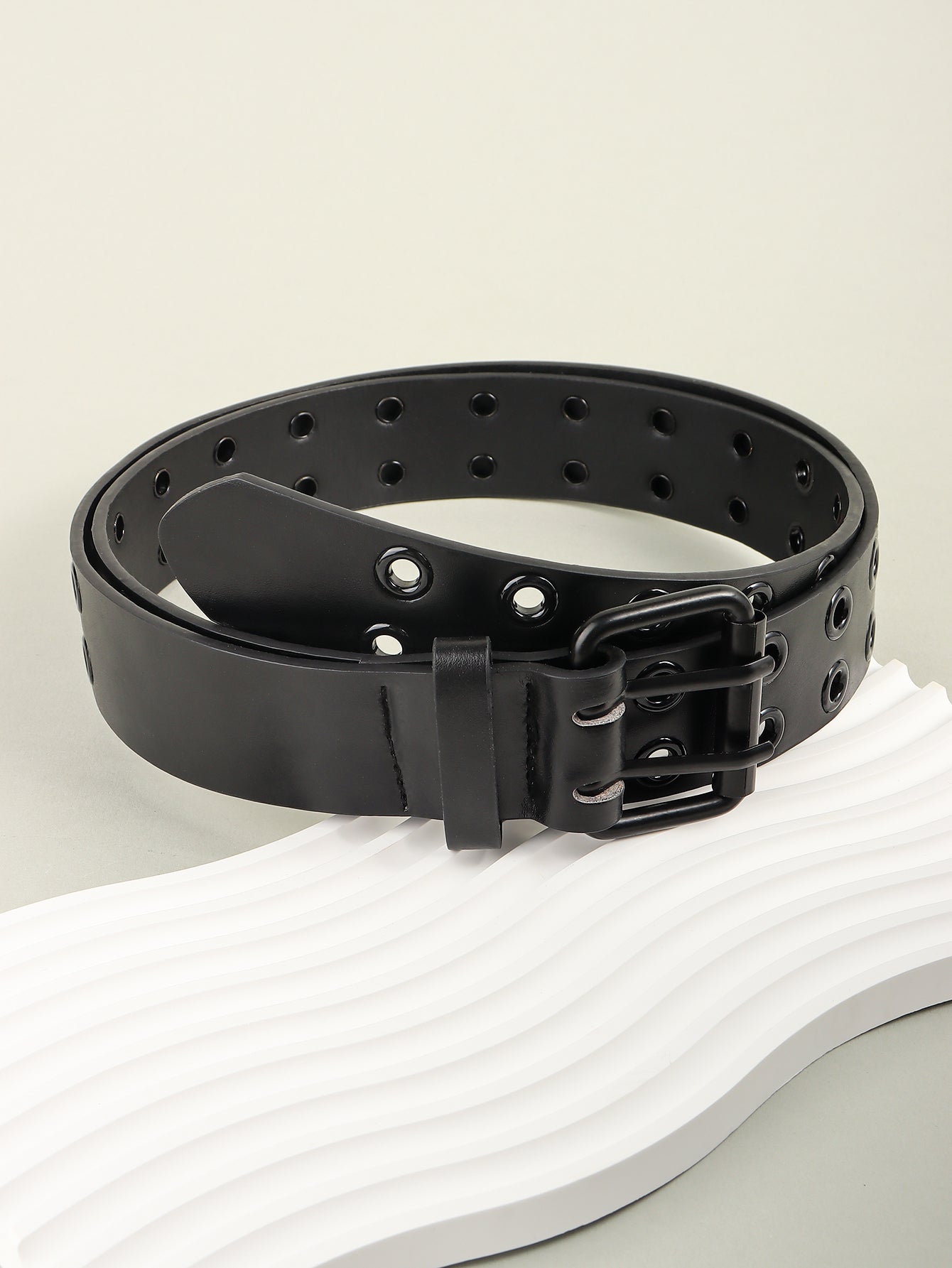 Grommet PU Leather Belt - Black / One Size
