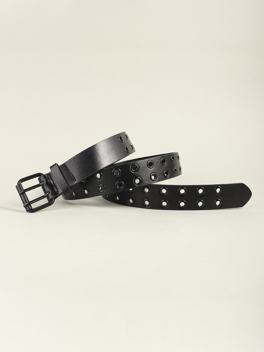 Grommet PU Leather Belt - Black / One Size