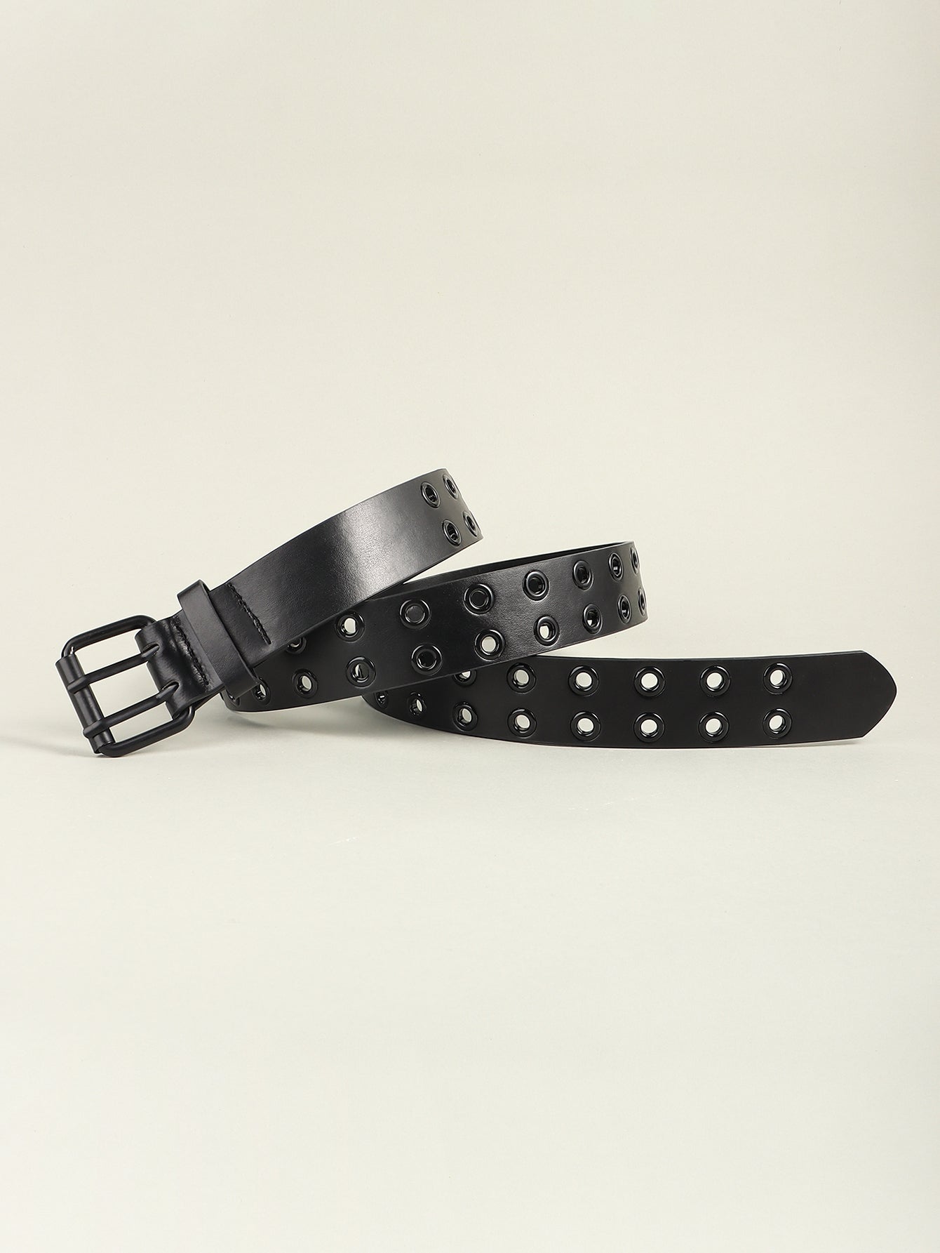 Grommet PU Leather Belt - Black / One Size