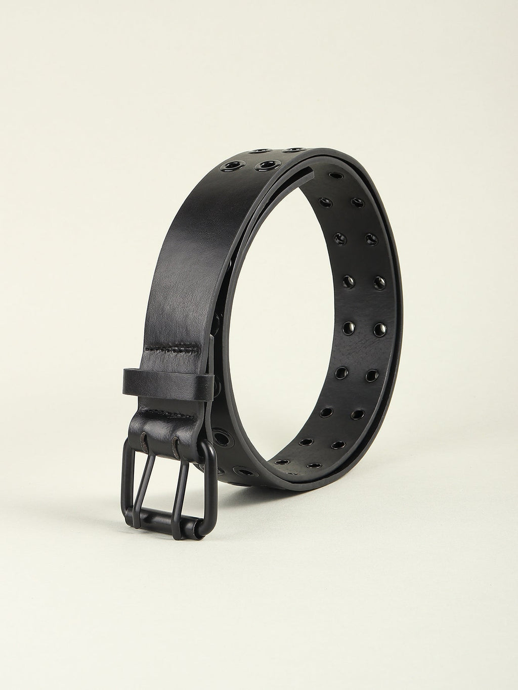 Grommet PU Leather Belt - Black / One Size
