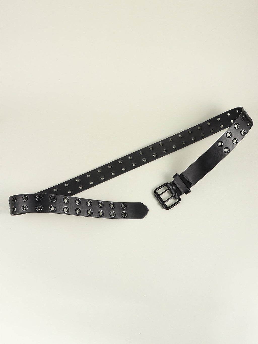 Grommet PU Leather Belt - Black / One Size