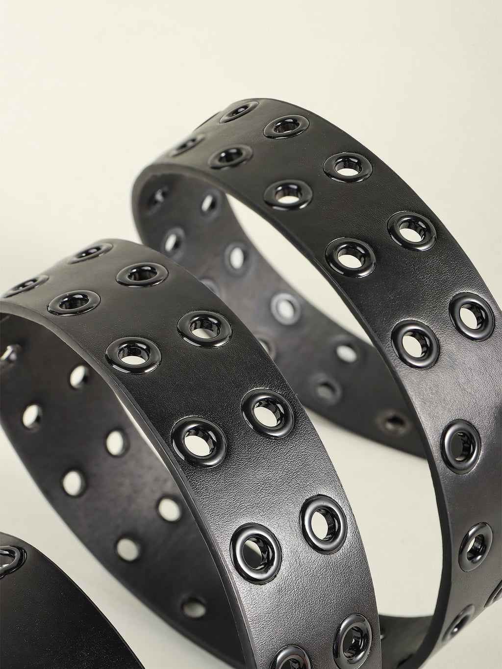 Grommet PU Leather Belt - Black / One Size