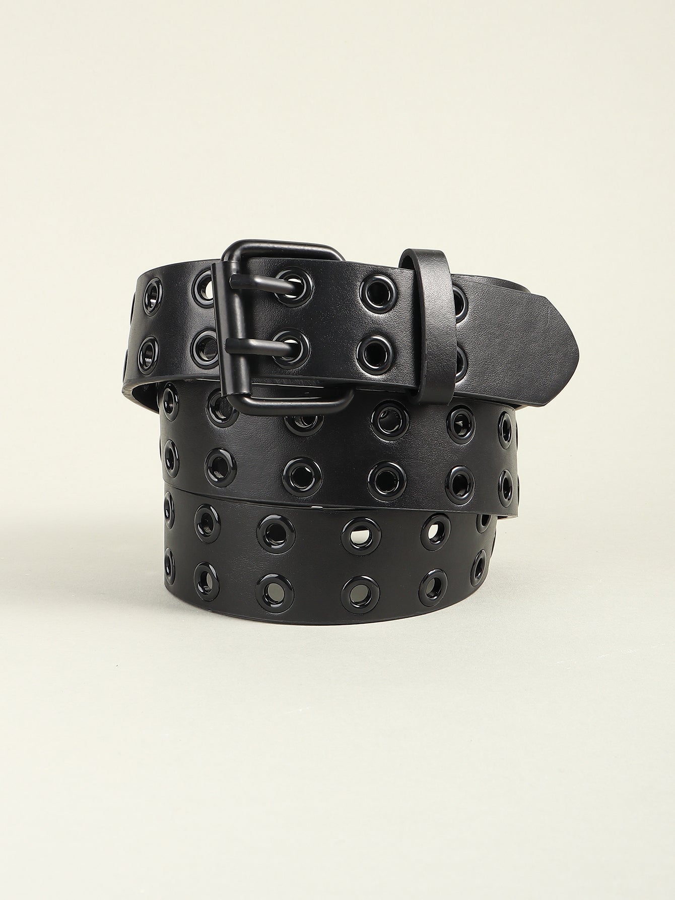 Grommet PU Leather Belt - Black / One Size