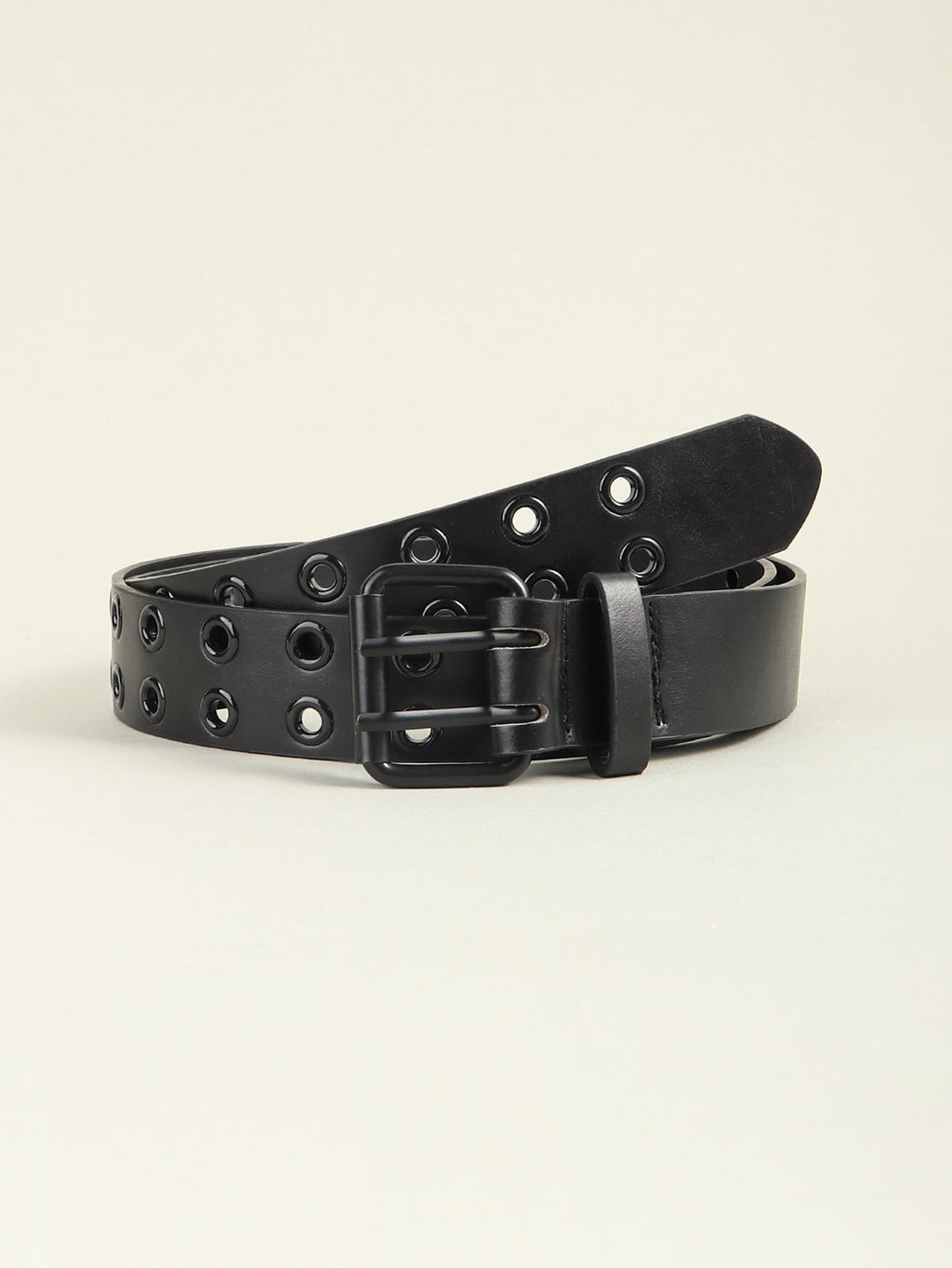 Grommet PU Leather Belt - Black / One Size
