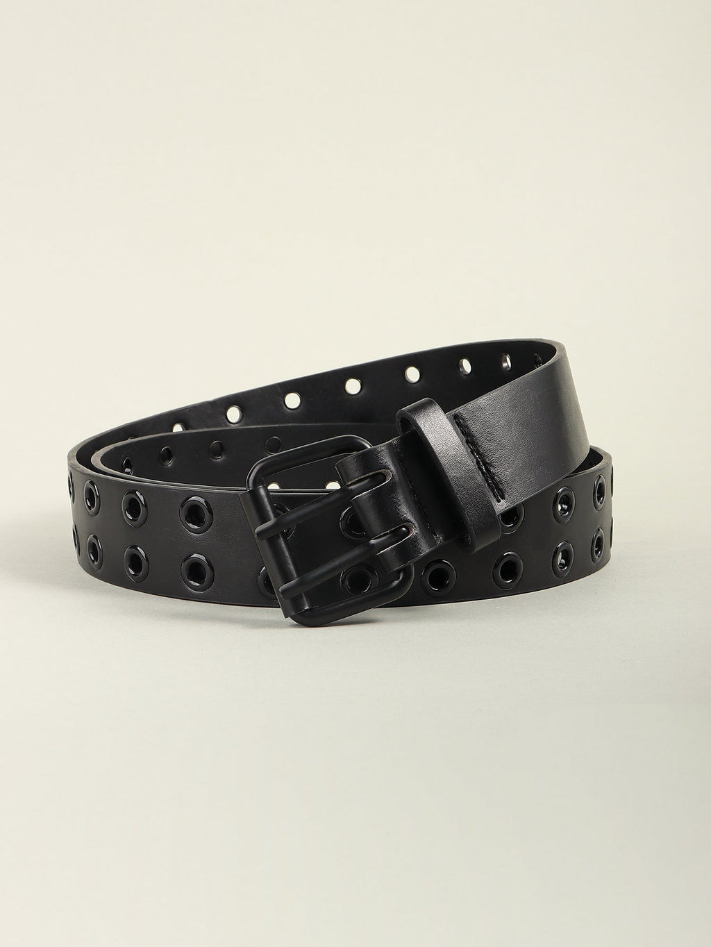 Grommet PU Leather Belt - Black / One Size