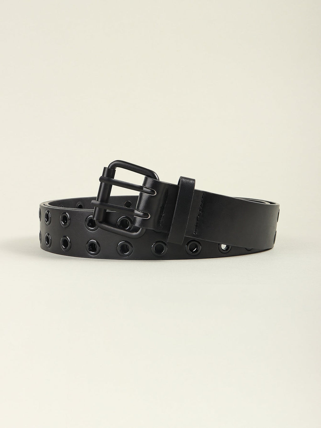 Grommet PU Leather Belt - Black / One Size