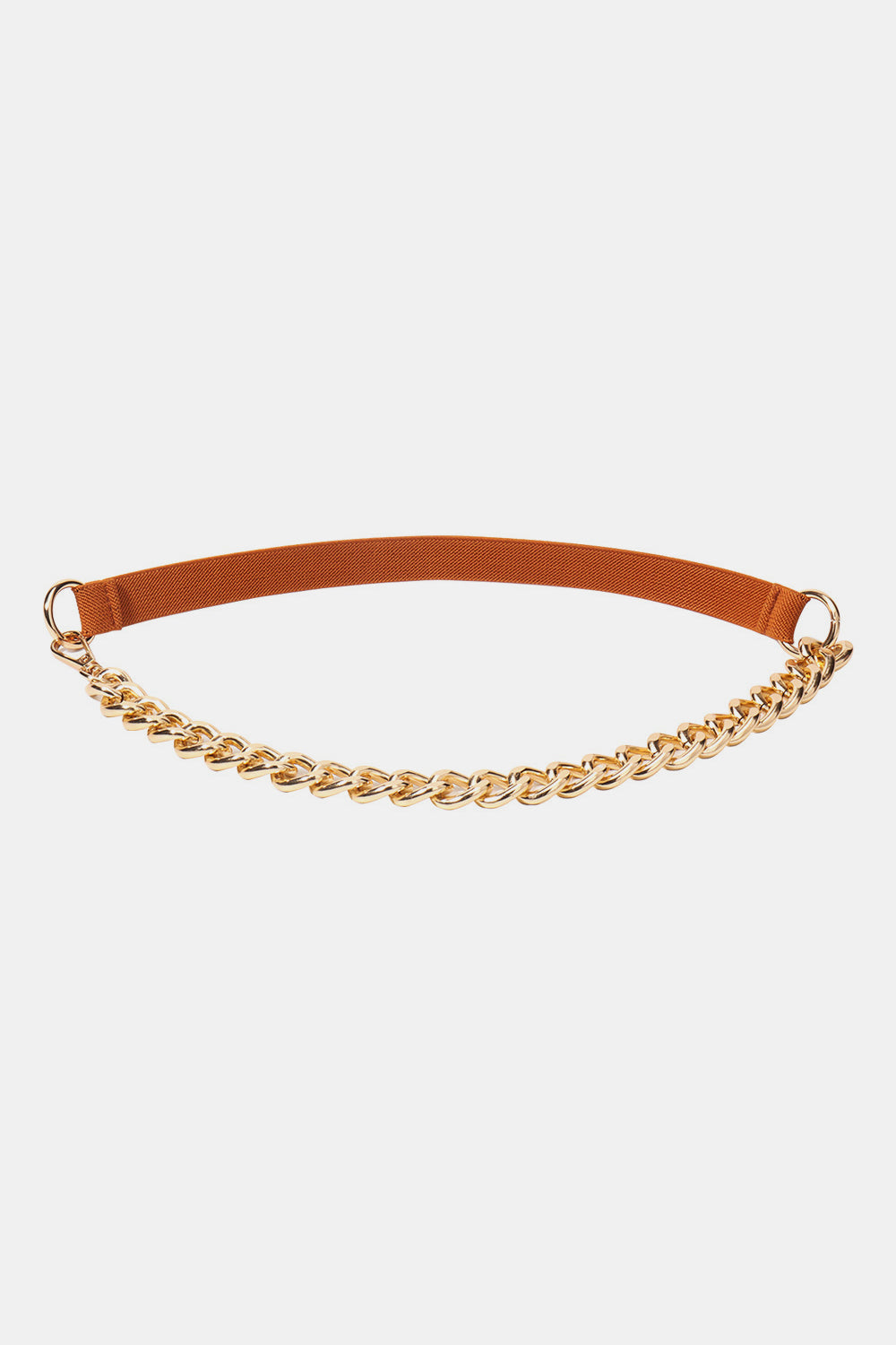Half Alloy Chain Elastic Belt - Brown/Gold / One Size