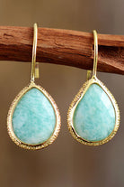 Handmade Natural Stone Teardrop Earrings - Aqua / One Size