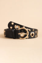 Heart Shape Alloy Detail PU Leather Belt - Black / One Size