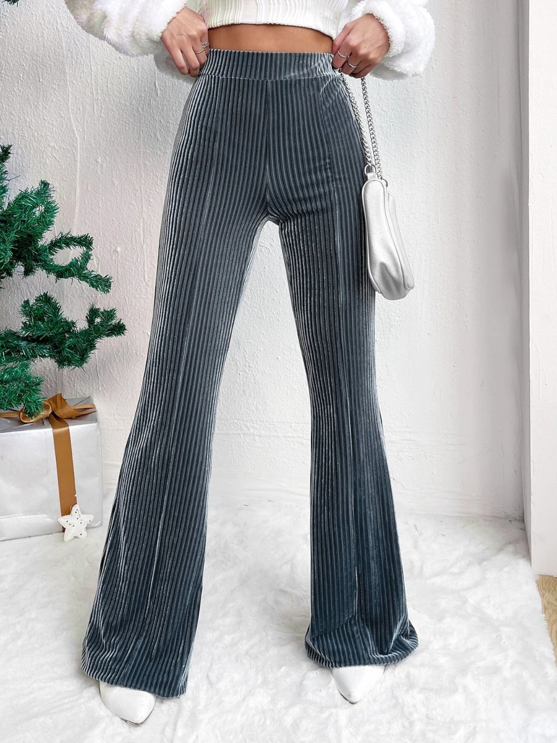 High Waist Flare Pants - French Blue / S