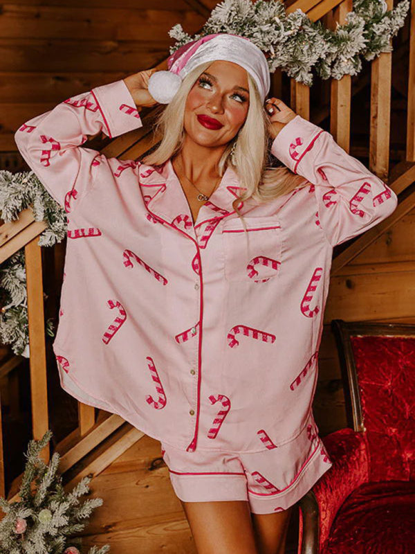 Holiday Themed Pajama Sleepwear Set - Pink / S