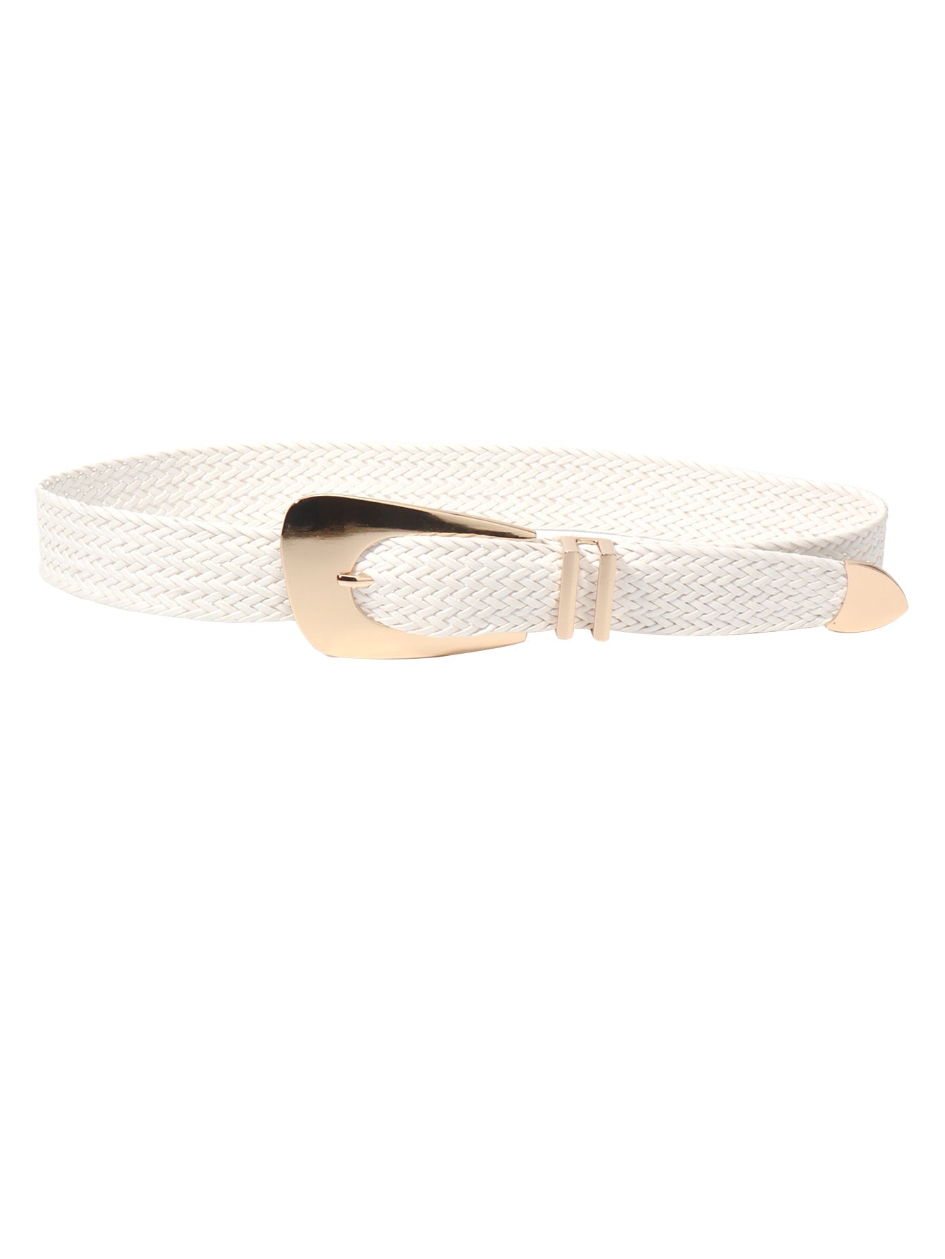 Irregular Buckle Braid Belt - White / One Size