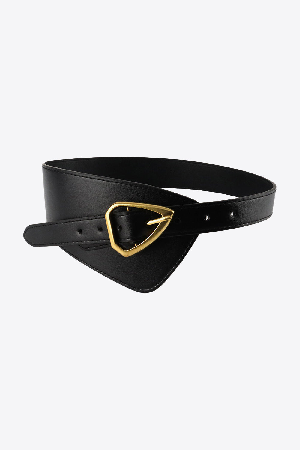 Irregular PU Leather Belt - Black / One Size
