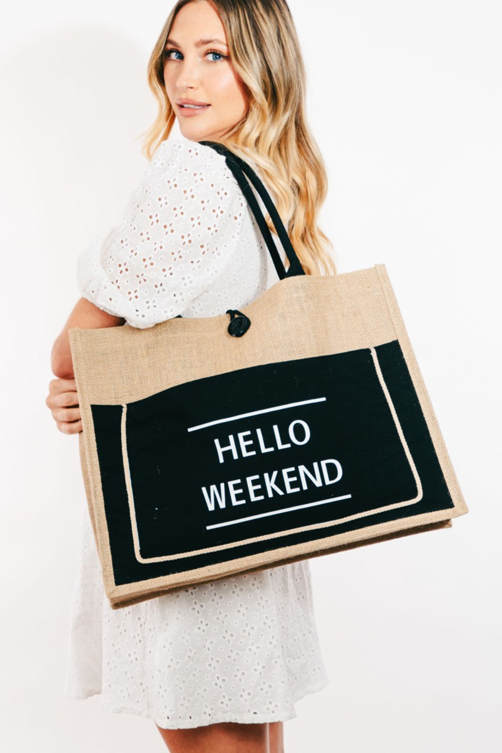 Large Hello Weekend Tote Bag