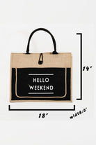 Large Hello Weekend Tote Bag