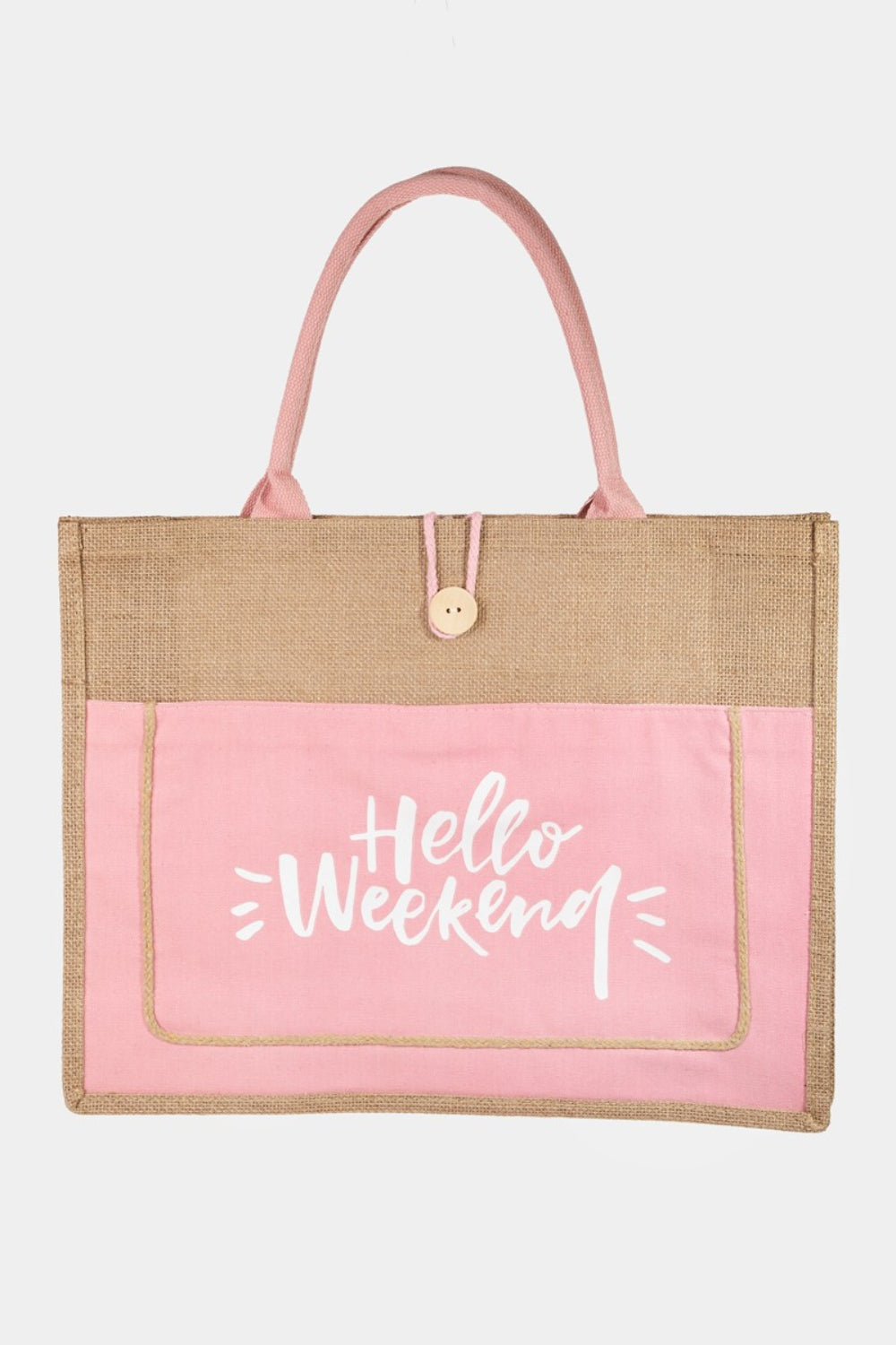 Large Hello Weekend Tote Bag - Pink / One Size