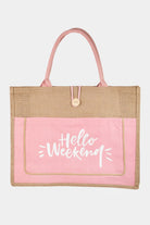 Large Hello Weekend Tote Bag - Pink / One Size