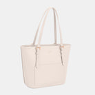 Large Leather Tote Bag w Pockets - Creamy White / One Size